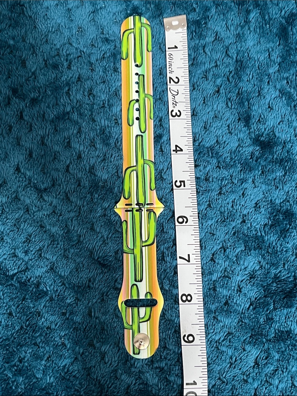 Green and Yellow Striped Cactus Pattern Silicone Watch Strap